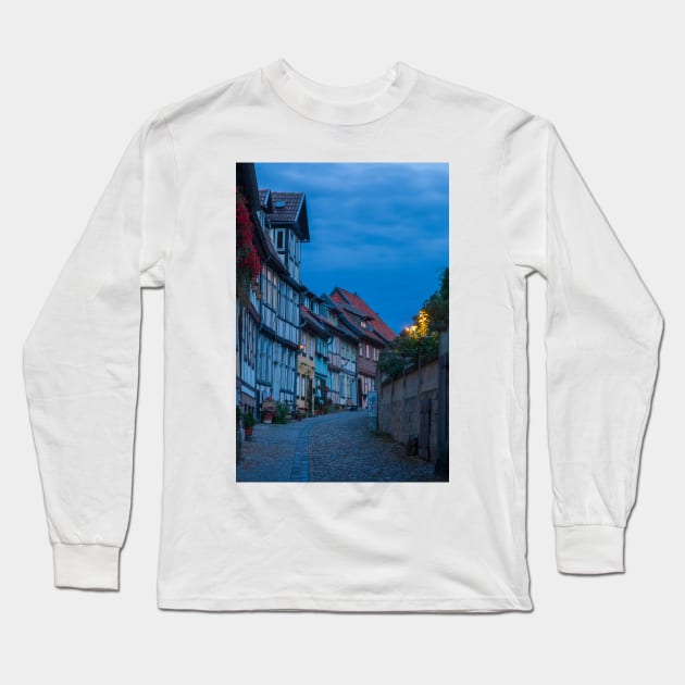 Schlossberg, old town, Quedlinburg; Harz, Saxony-Anhalt; Germany, Europe Long Sleeve T-Shirt by Kruegerfoto